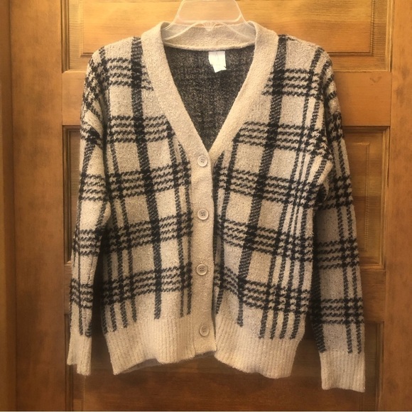 JOIE/ Women’s Sweater/ button down/ black & Tan Plaid/size S - Picture 1 of 8